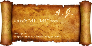 Aszódi János névjegykártya
