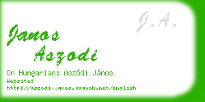 janos aszodi business card